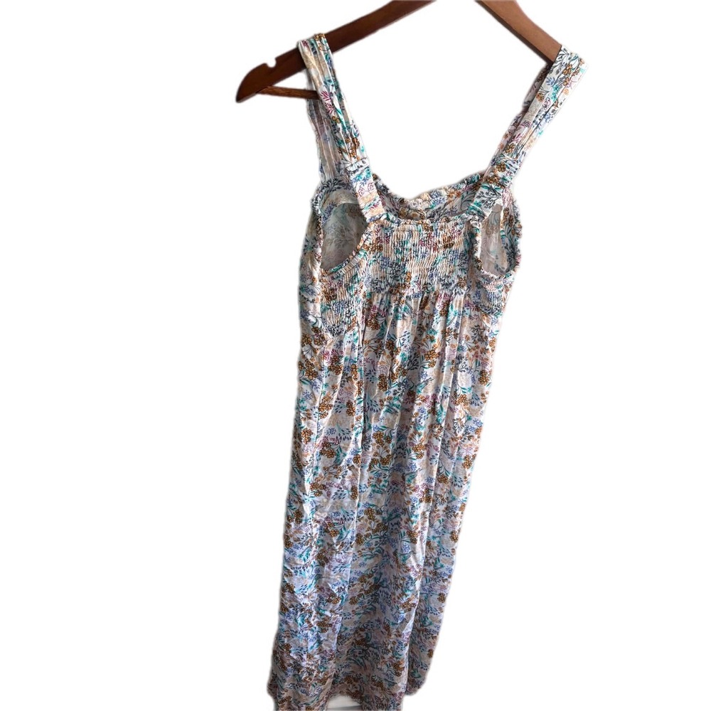 Japna Floral Button Front Midi Dress Women XS White Multi Excellent Smocked Back - Picture 4 of 4